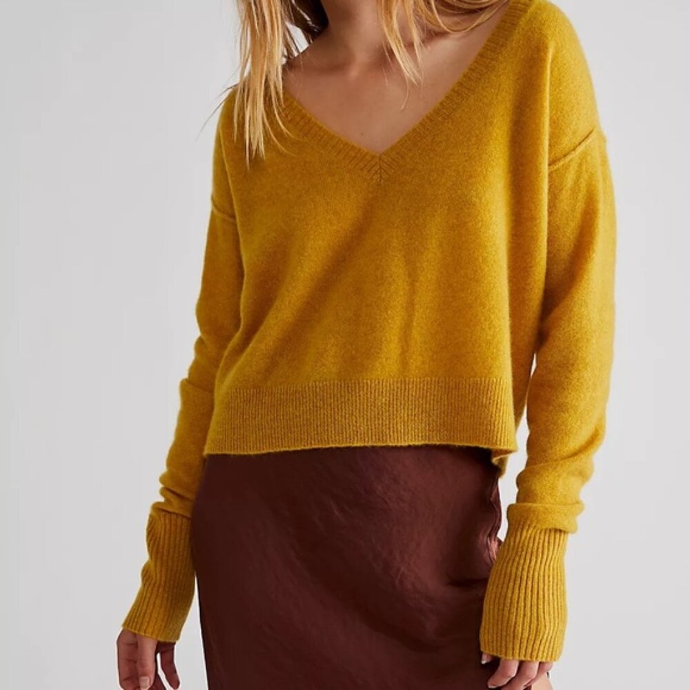 Free People Stellar Cashmere Pullover V Neck Sweater Size Small